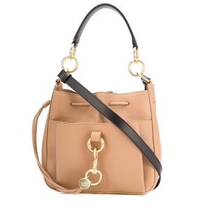 See By Chloe Tony Leather Shoulder Bag in Coconut Brown/Gold